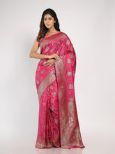 Kavvya Rani Soft & Lightweight Creamy Satin Silk Saree Body Golden Zari Weaving With Silver And Bronze Highlights - KAVVYA